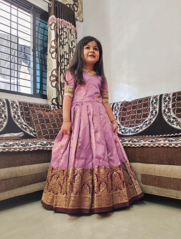 kids gown kanjivaram silk Pink Stylish girls kurtis in Gujarat